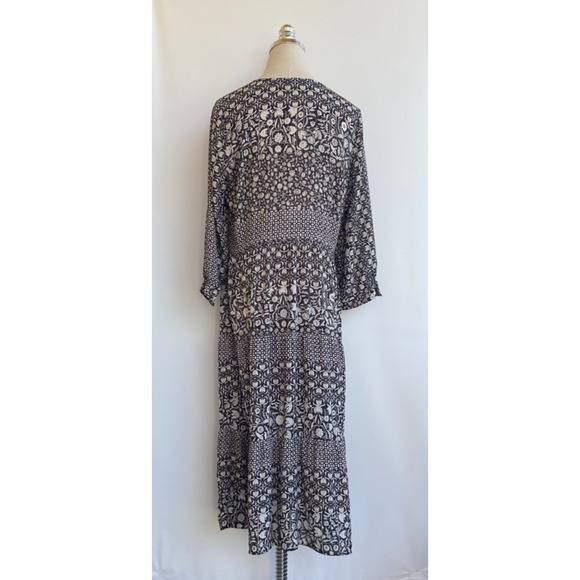 J.McLaughlin Womens Dress Gray Floral Tiered Peasant Bohemian Cottagecore sz M - Picture 8 of 12